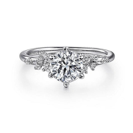 Gabriel & Co. White Gold Round Floral Semi-Mount Engagement Ring - Diamond Semi-Mount Rings