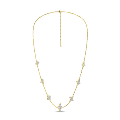 Yellow Gold Laboratory Grown Diamond Petal Station Necklace