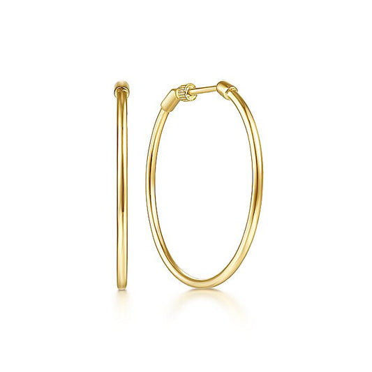 Gabriel & Co Yellow Plain Gold 30mm Round Classic Hoop Earrings - Gold Earrings