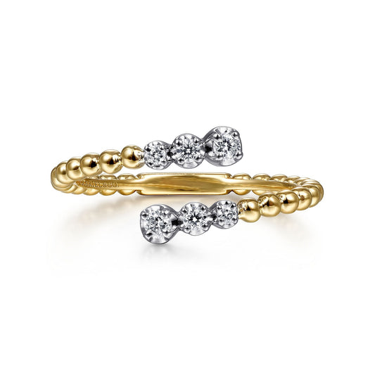 Gabriel & Co. Yellow and White Gold Diamond Bypass Ring