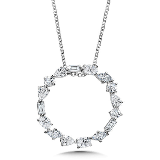 White Gold Diamond Circle Pendant - Diamond Pendants