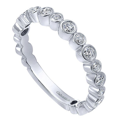 Gabriel & Co White Gold Alternating Bezel Set Stackable Diamond Band - Diamond Fashion Rings - Women's