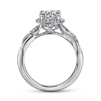 Gabriel & Co. 14 Karat White Gold Round Halo Semi-Mount Engagement Ring - Diamond Semi-Mount Rings