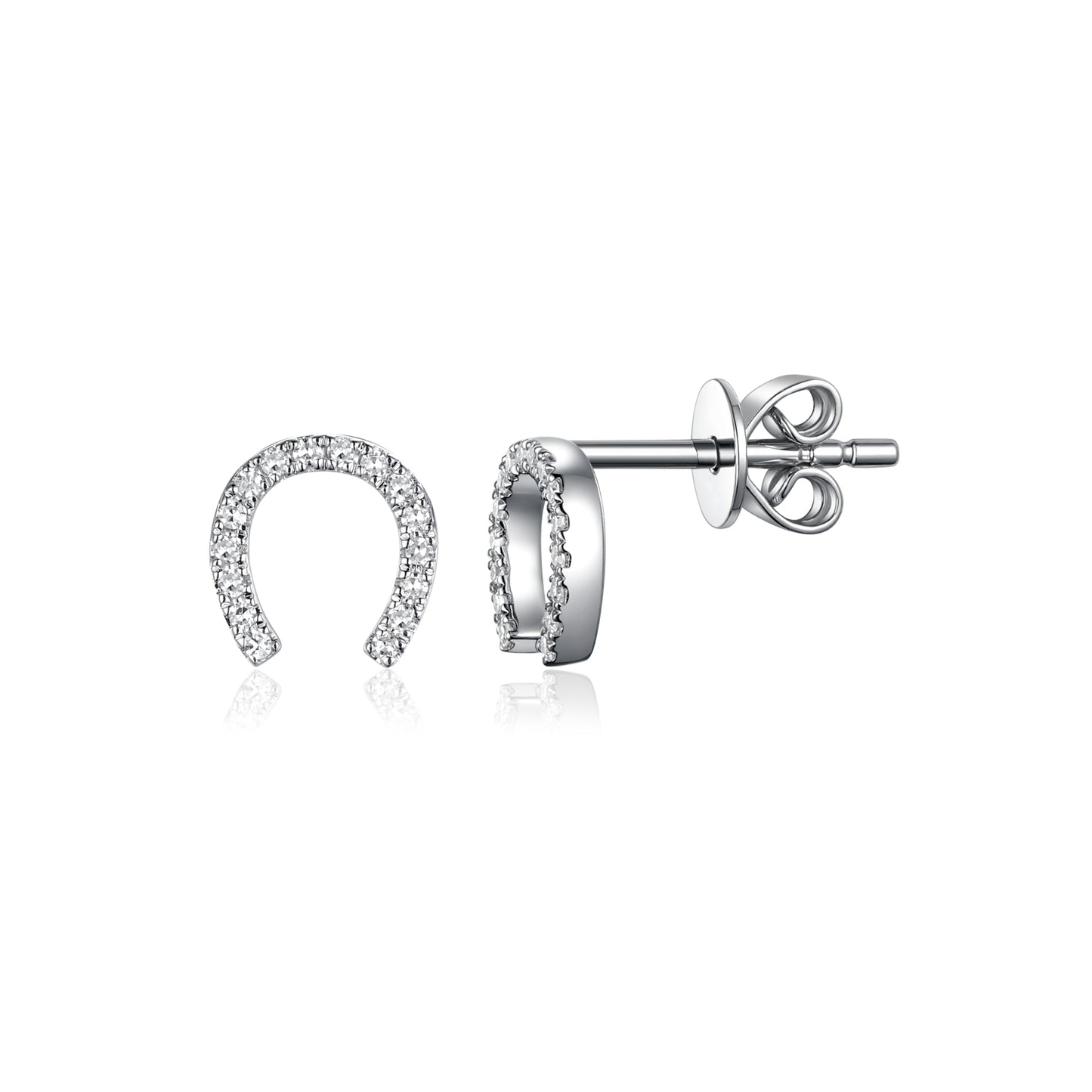 Luvente White Gold Diamond Horseshoe Earrings - Diamond Earrings