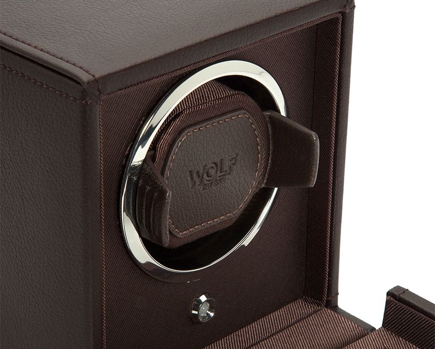 Wolf Cub Brown Single Watch Winder With Cover - Giftware - Jewelry Box