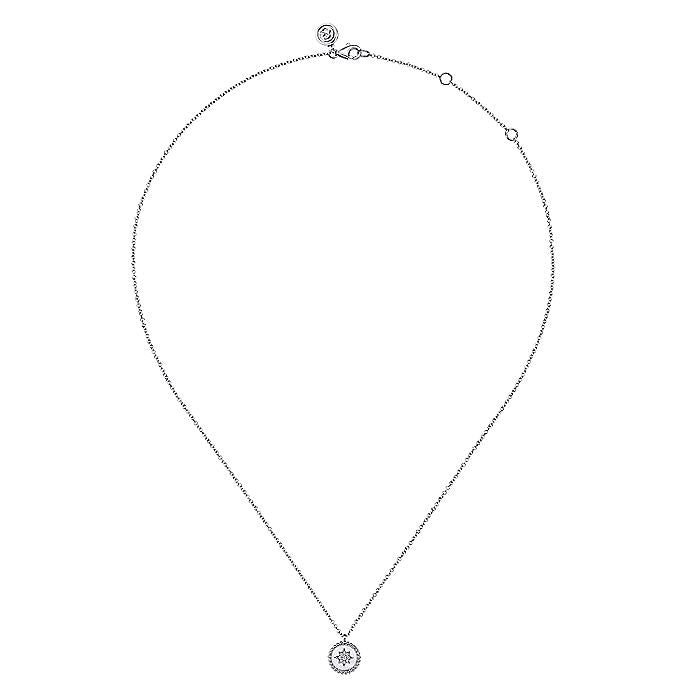 Gabriel & Co. Sterling Silver Bujukan Round Star Pendant 17.5 Inch Necklace - Diamond Necklaces