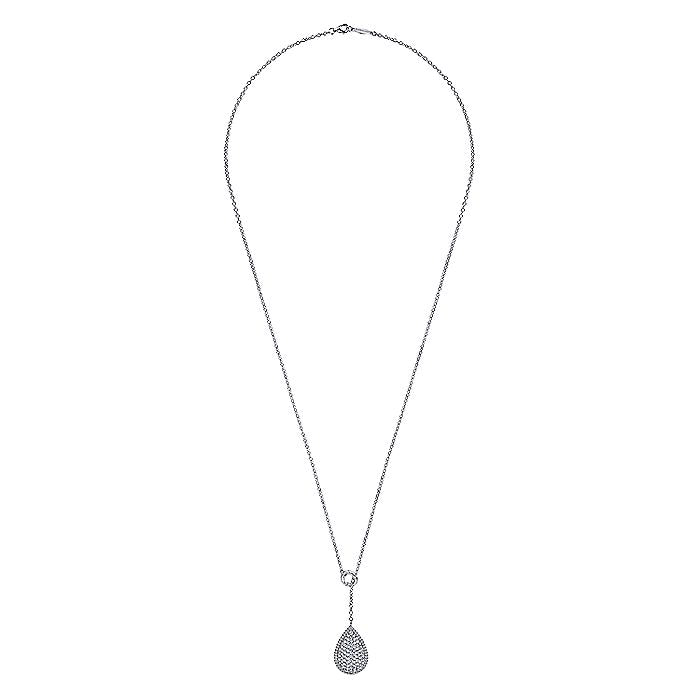 Gabriel & Co Sterling Silver White Sapphire Pave' Teardrop Necklace - Silver Necklace