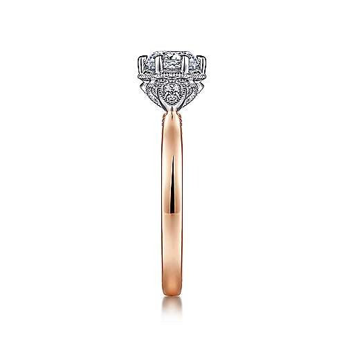 Gabriel & Co. Art Deco White & Rose Gold Round Diamond Engagement Ring - Diamond Semi-Mount Rings