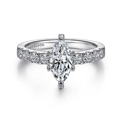 Gabriel & Co White Gold Marquise Shape Semi-Mount Engagement Ring - Diamond Semi-Mount Rings