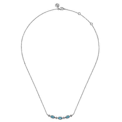 Gabriel & Co Silver Swiss Blue Topaz Bujukan Bar Necklace - Colored Stone Pendants