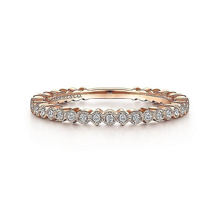 Gabriel & Co. 14 Karat Rose Scalloped Stackable Diamond Band - Diamond Fashion Rings - Women's