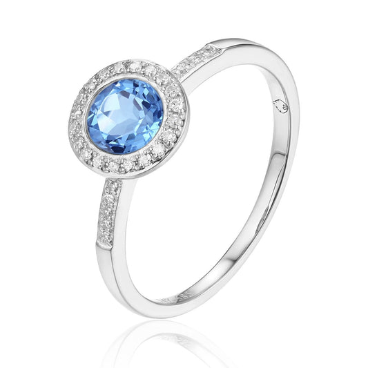 White Gold Blue Topaz Ring