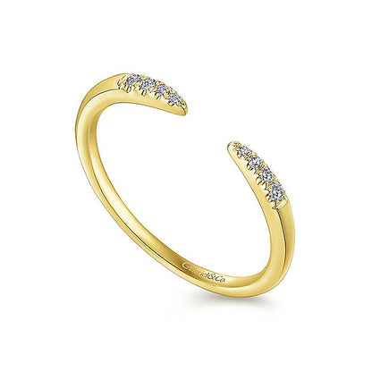 Gabriel & Co Yellow Gold Open Diamond Tipped Stackable Ring - Diamond Fashion Rings - Women's