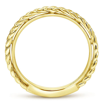 Gabriel & Co. Yellow Gold Braided Stackable Ring - Gold Wedding Bands - Women's