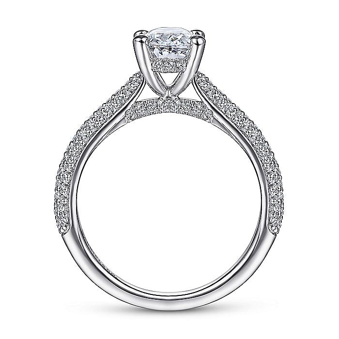 Gabriel & Co White Gold Oval PavÃ© Semi-Mount Engagement Ring - Diamond Semi-Mount Rings