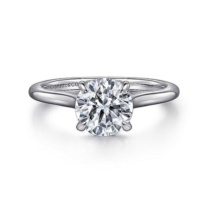 Gabriel & Co. White Gold Round Hidden Halo Semi-Mount Engagement Ring - Diamond Semi-Mount Rings