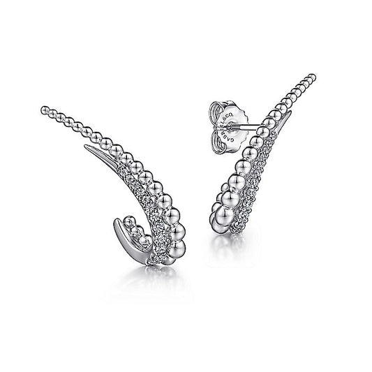 Gabriel & Co Sterling Silver White Sapphire J Stud Earrings - Silver Earrings