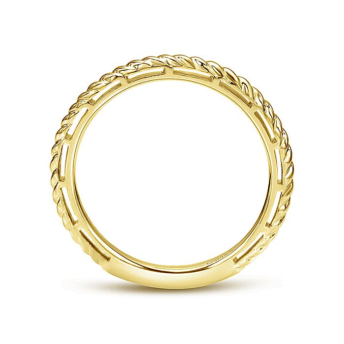 Gabriel & Co Yellow Gold Twisted Rope Stackable Ring - Gold Wedding Bands - Women's