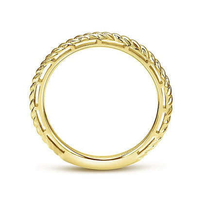 Gabriel & Co Yellow Gold Twisted Rope Stackable Ring - Gold Wedding Bands - Women's