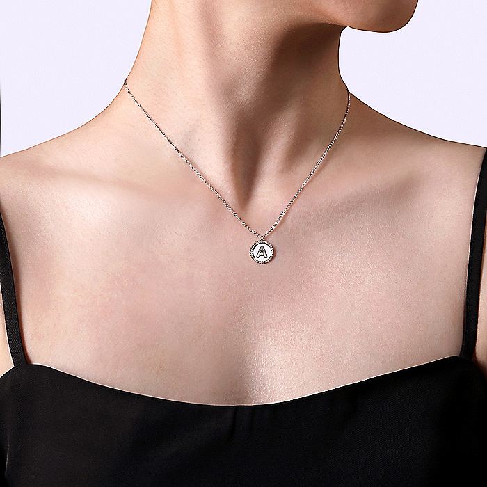 Gabriel & Co. Sterling Silver Initial A Necklace - Diamond Pendants