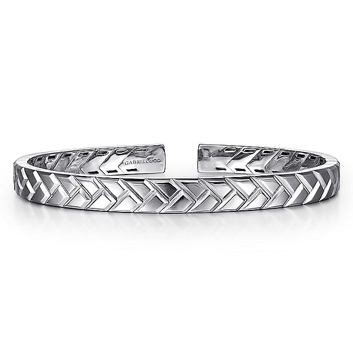 Gabriel & Co Sterling Silver Faceted Open Cuff Bracelet - Gents Bracelet