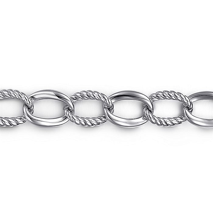 Gabriel & Co Sterling Silver Rope And Polish Bracelet - Silver Bracelets