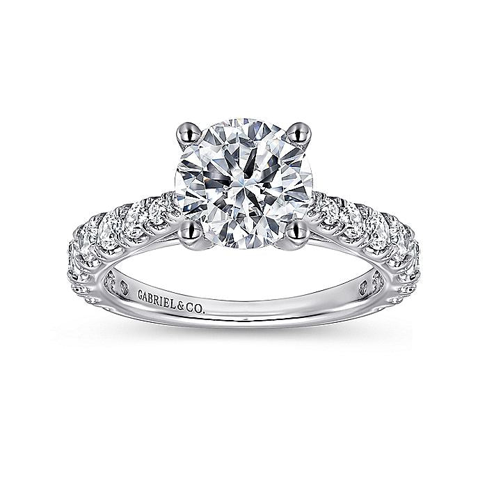 Gabriel & Co. 14 Karat White Gold Round Semi-Mount Engagement Ring - Diamond Semi-Mount Rings