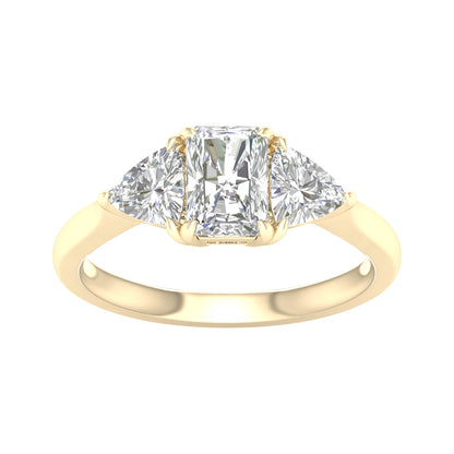 Yellow Gold Three Stone Radiant Cut Laboratory Grown Engagement Ring - Diamond Engagement Rings