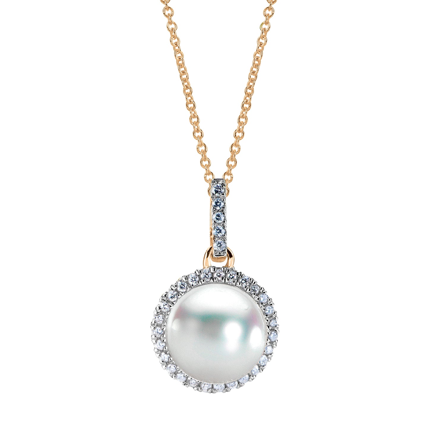 Pearl and Diamond Halo Pendant