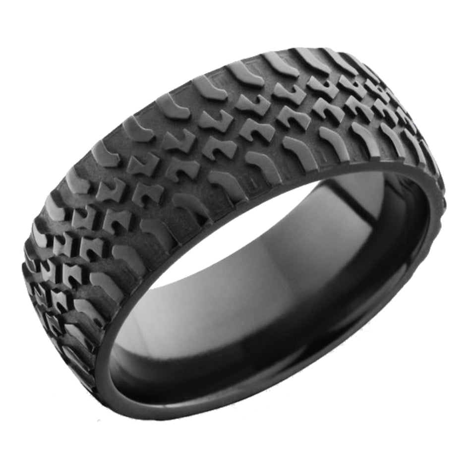 Lashbrook Zirconium Truck Tire Pattern Band - Alternative Metal Wedding Bands