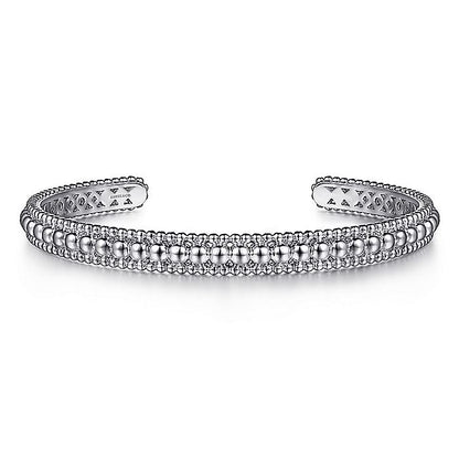 Gabriel & Co Sterling Silver Bujukan Beaded Open Bangle