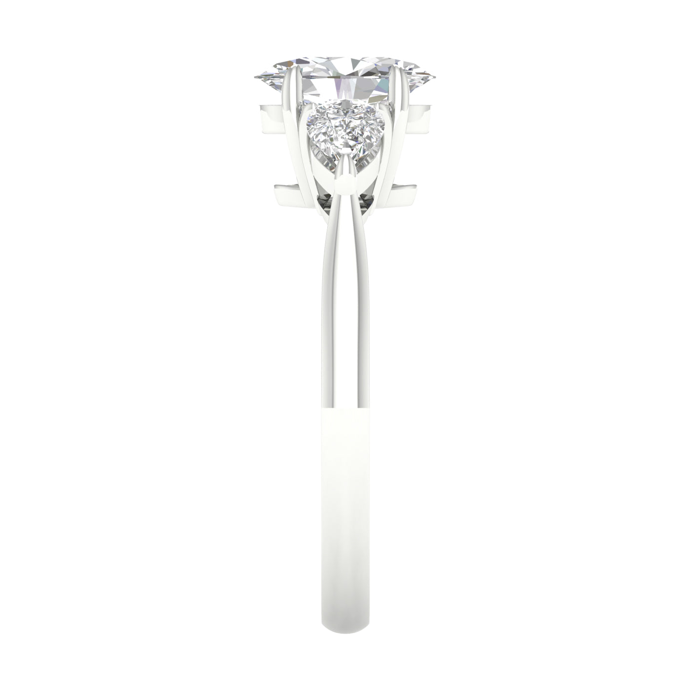 White Gold Three Stone Laboratory Grown Engagement Ring - Diamond Engagement Rings