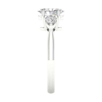 White Gold Three Stone Laboratory Grown Engagement Ring - Diamond Engagement Rings