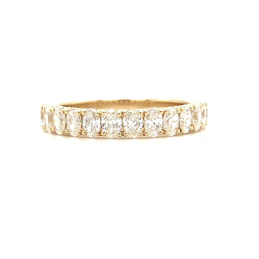 Yellow Gold Oval Diamond Band - Diamond Wedding Bands - Women's