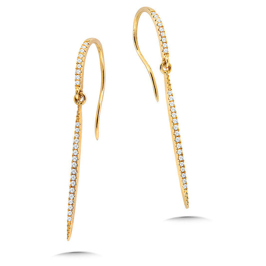 Yellow Gold Diamond Dangle Earrings - Diamond Earrings