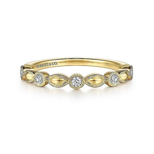 Gabriel & Co. Yellow Gold Diamond Marquise Shaped Stackable Ring - Diamond Fashion Rings - Women's