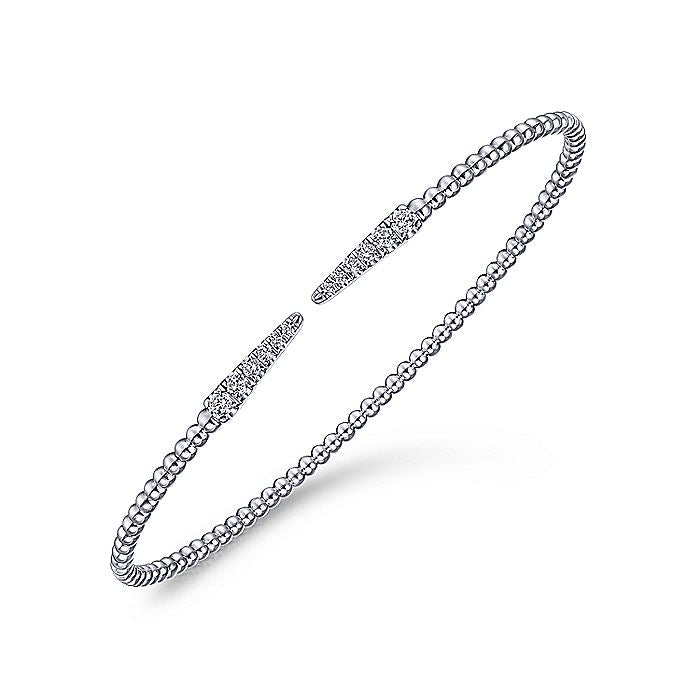 Gabriel & Co. 14 Karat White Gold Bujukan Bead Cuff Bracelet with Diamond Pavé Spikes