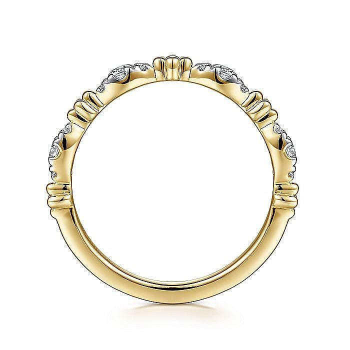 Gabriel & Co. Yellow Gold Diamond Marquise Shape Bujukan Stackable Ring