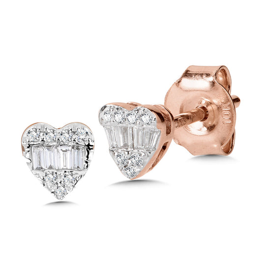 Rose Gold Diamond Heart Earrings