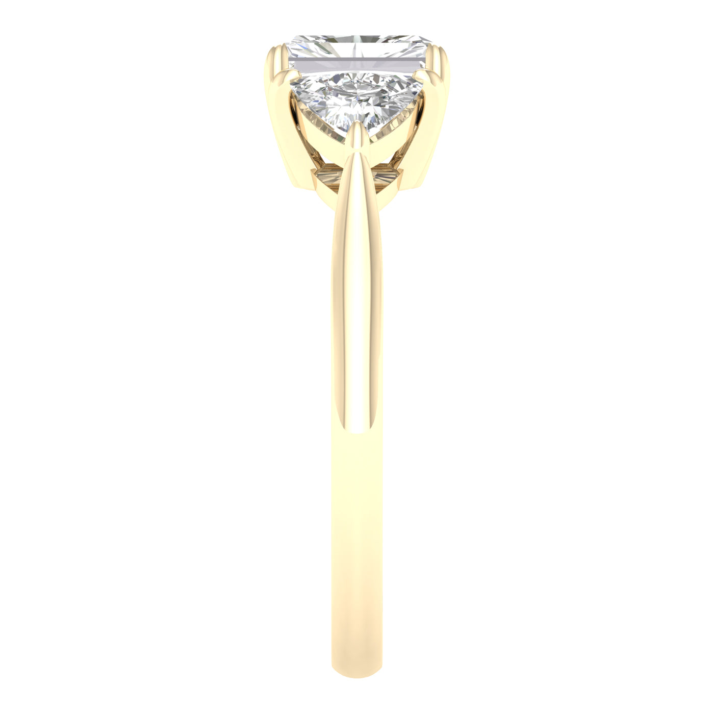 Yellow Gold Three Stone Radiant Cut Laboratory Grown Engagement Ring - Diamond Engagement Rings