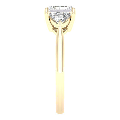 Yellow Gold Three Stone Radiant Cut Laboratory Grown Engagement Ring - Diamond Engagement Rings