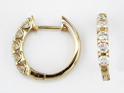 Yellow Gold Diamond Hoop Earrings - Diamond Earrings