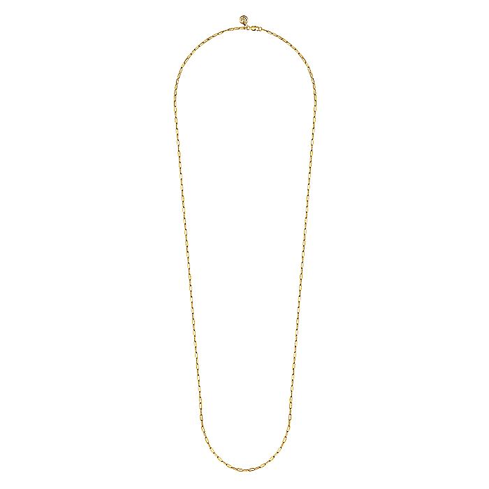 Gabriel & Co Yellow Gold 32 Inch Paperclip Chain