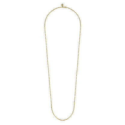 Gabriel & Co Yellow Gold 32 Inch Paperclip Chain