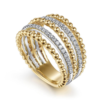 Gabriel & Co. Yellow Gold Multi Row Ring