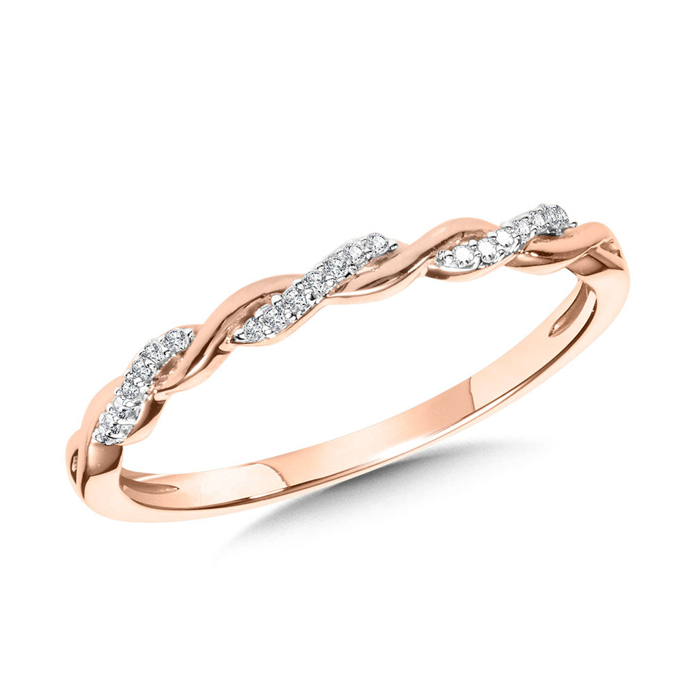 Rose Gold Diamond Twisted Band - Diamond Wedding Bands - Women's