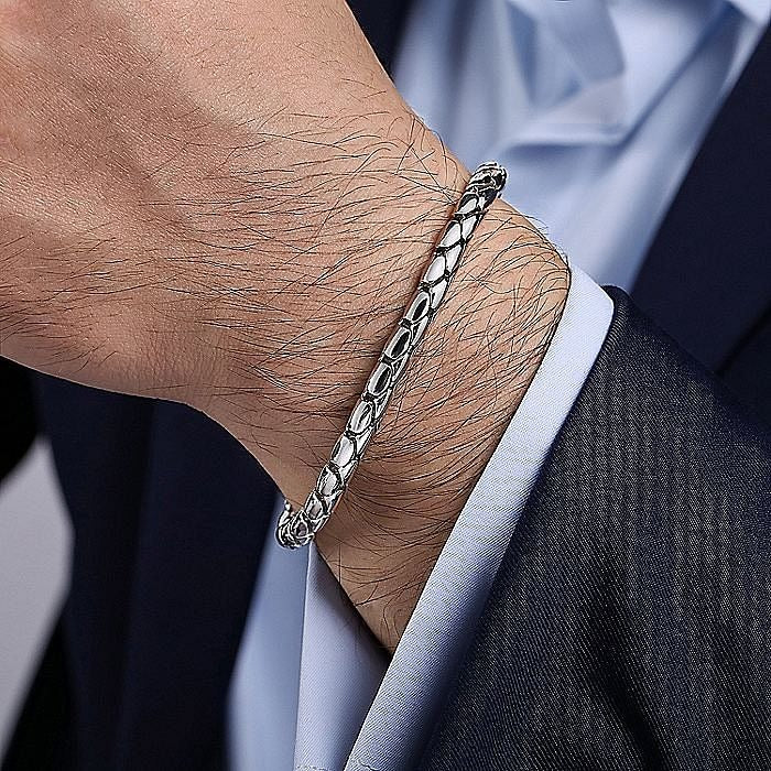 Gents Gabriel & Co. Sterling Silver Tubular Chain Bracelet - Gents Bracelet