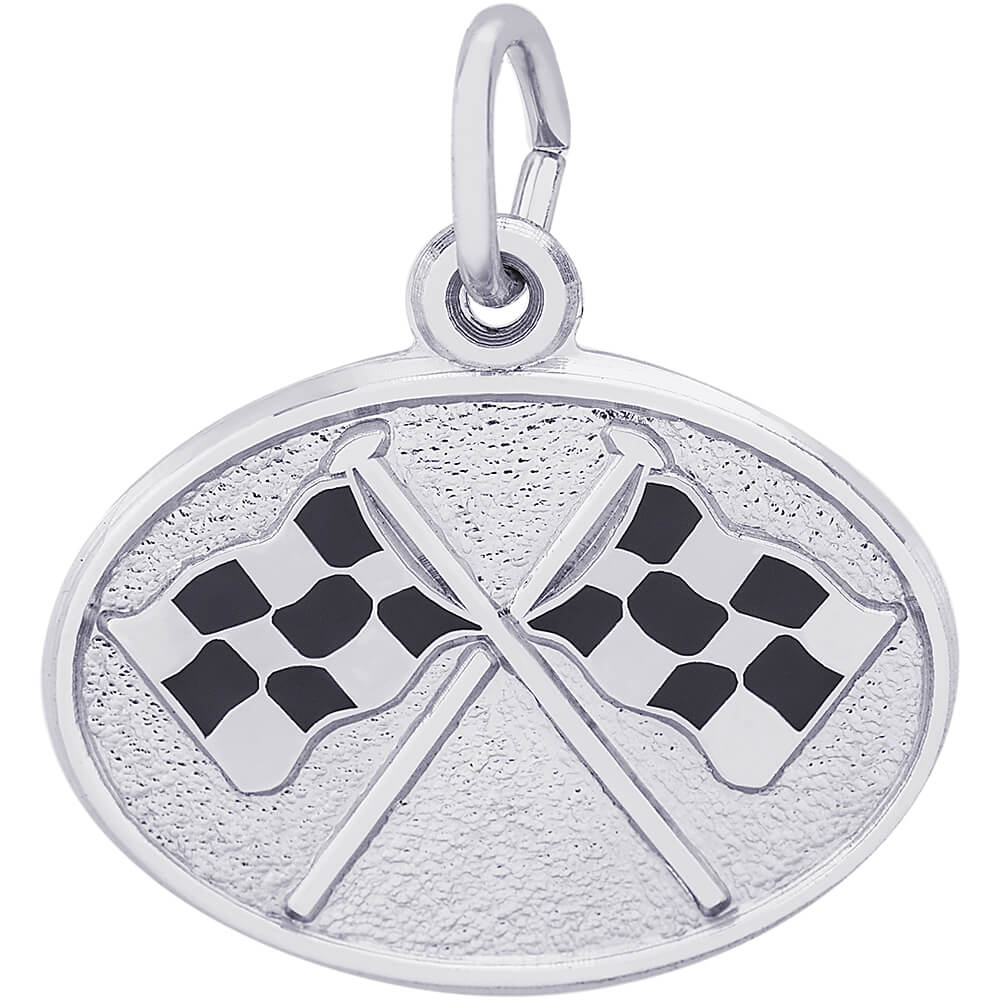 Rembrandt Checkered Flag Charm - Silver Charms