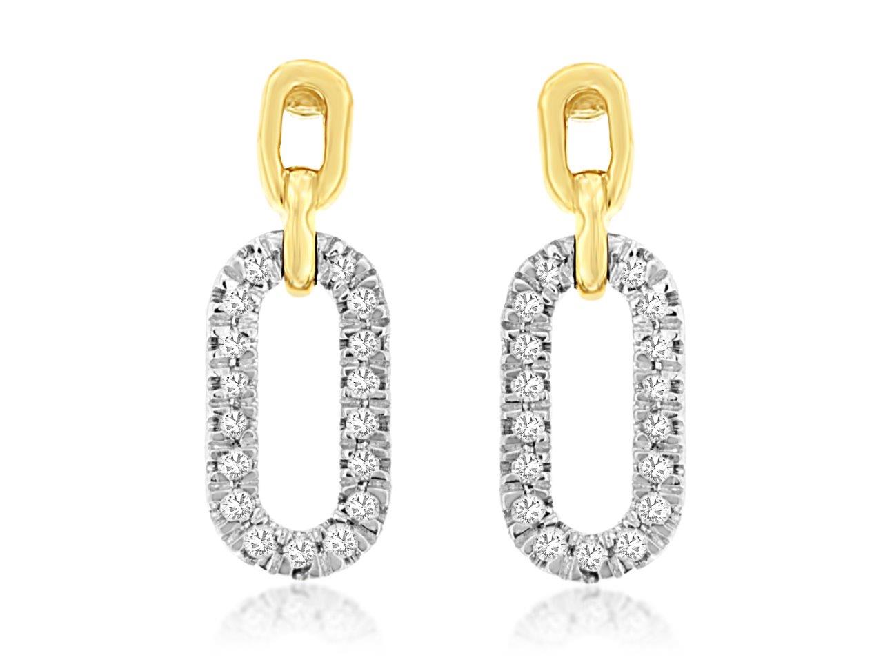 Yellow Gold Diamond Drop Earrings - Diamond Earrings