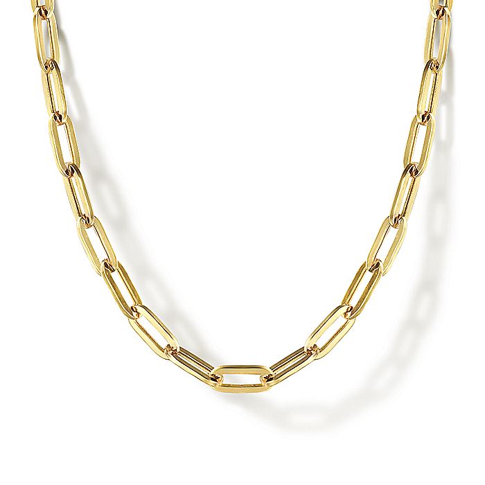 Gabriel & Co. 14 Karat Yellow Gold 24 Inch Hollow Paperclip Chain - Gold Chains